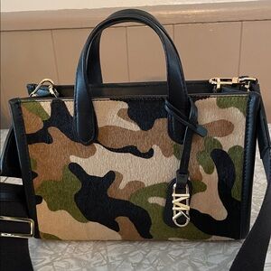 MICHAEL Michael Kors Black and Camouflage Satchel